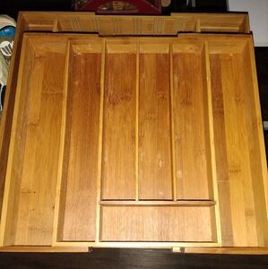 bamboo wooden expandable cutlery tray 14 in